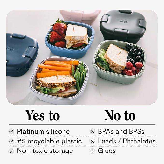 STOJO Collapsible Sandwich Box – 24oz, Reusable Food Storage Container, Silicone Bowl for Hot/Cold Food – Meal Prep, Lunch, Camping, Hiking – Dishwasher Safe (Set of 1, Carnation Pink)