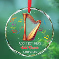 Harpist Musical Christmas Tree Glass Ornament, Personalized Text & Name Harp Player Xmas Keepsake Gift, Musical Instrument Christmas Ornament Gifts for Harpist, Custom Harp Lover Glass Ornaments 2025