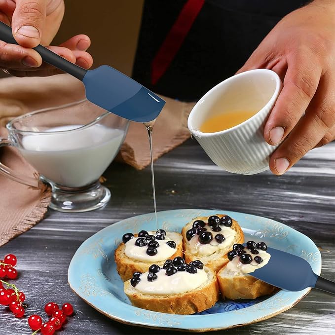 Coukre Silicone Spatula Set of 5,High Temperature Resistant, Food Grade Silicone, Dishwasher Safe, for Baking, Cooking (Deep Blue Black)