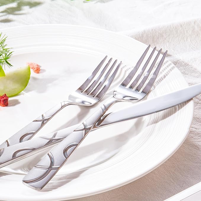 HIKAA Gift Wrap Silverware Set Stainless Steel Flatware Set for Gift, Cutlery Set for Present (40, Flower)