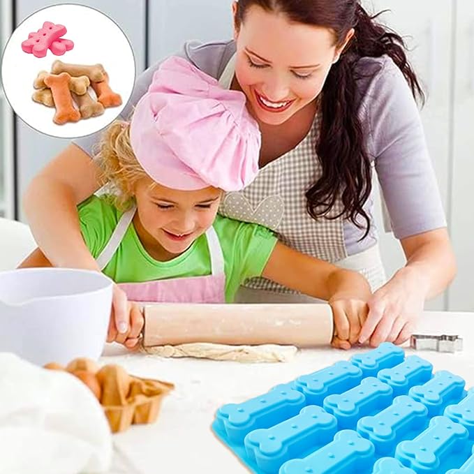 2 PCS Silicone Molds,Dog Treat Molds for Baking,Non-Stick Gummy Molds,Silicone Dog Bone Molds for Chocolate, Candy,Pudding, Jelly,Ice Cube,Biscuits,Puppy Dog Treats Mold
