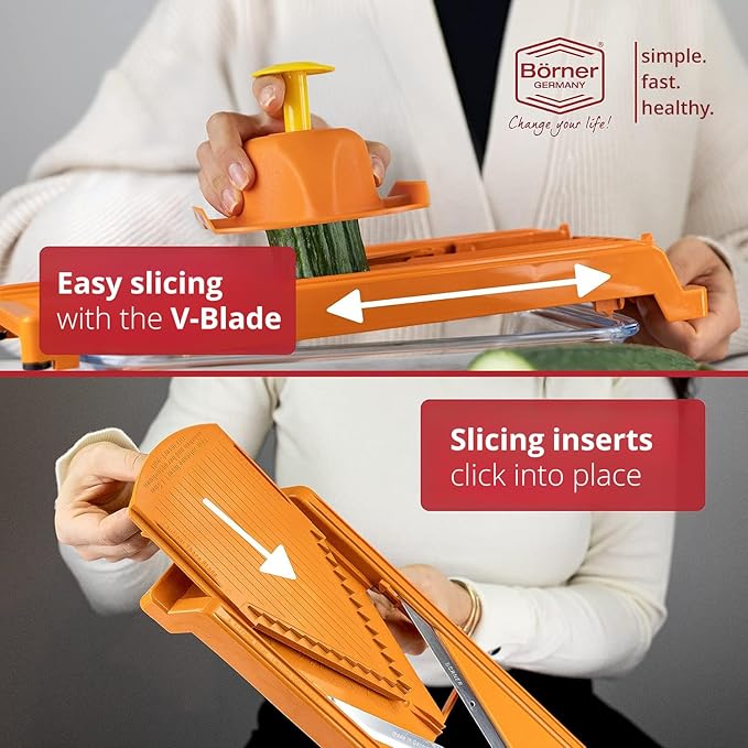 Swissmar Borner V-1001 V-Slicer Plus Mandoline 5 Piece Set (Orange)