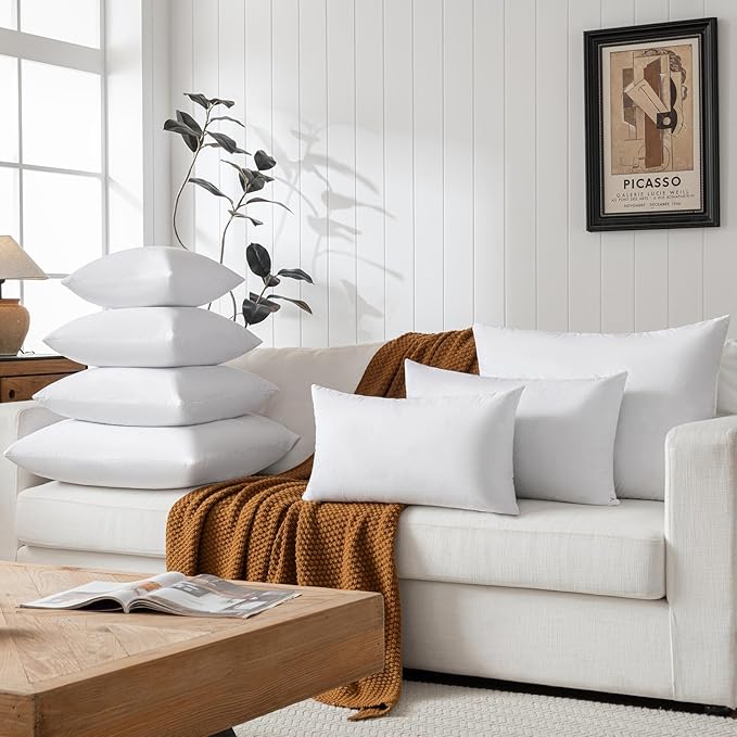 26x26 Euro Throw Pillow Inserts-Down Feather Pillow Inserts-Cotton Fabric-Set of 2-White.