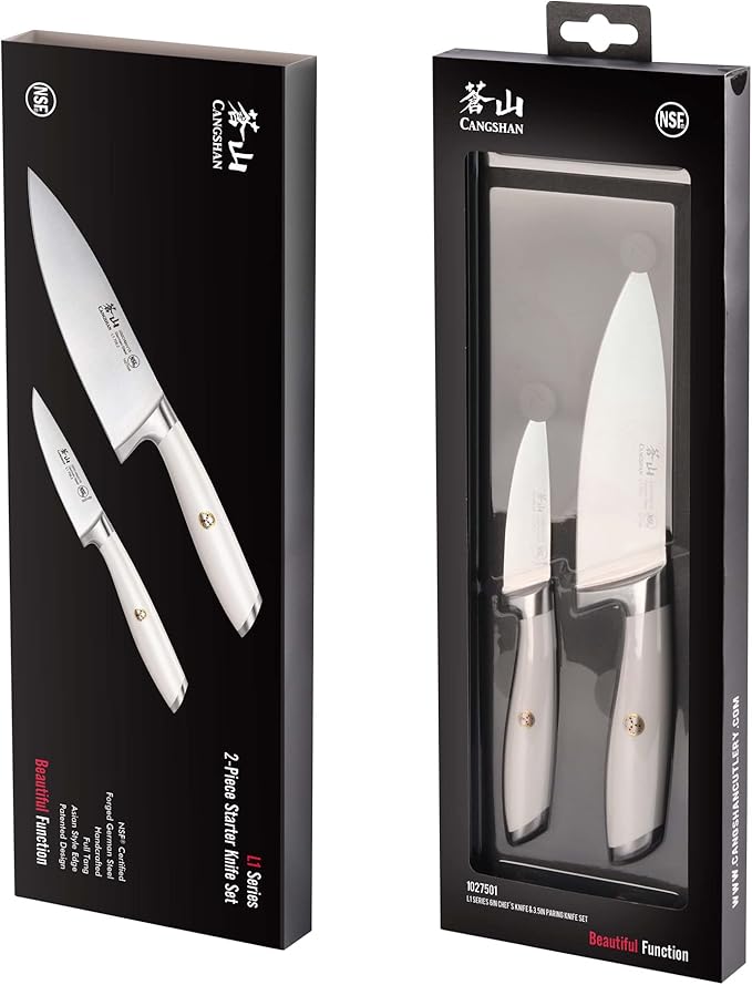 Cangshan L1 Series 2-Piece Starter Knife Set, Forged German Steel, White, 1027501