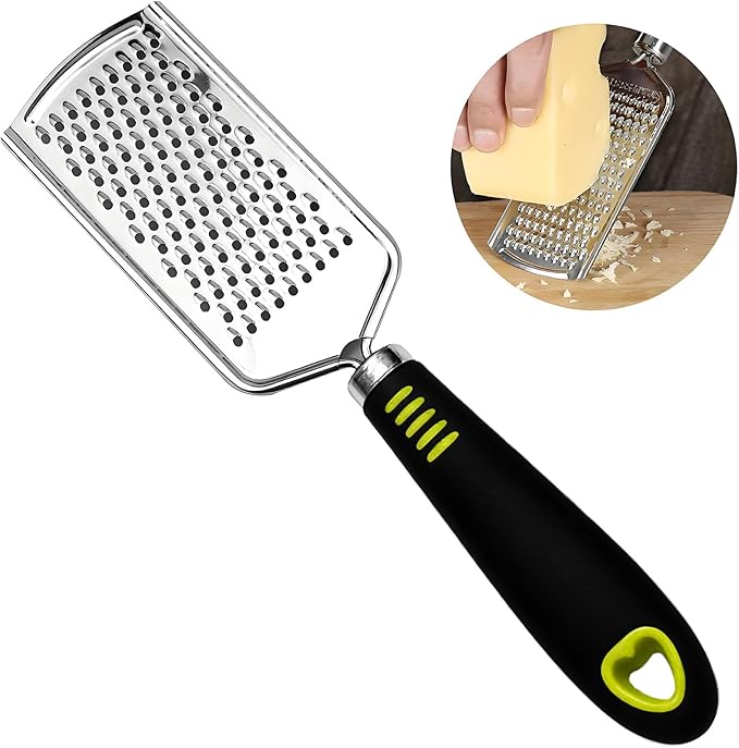 5 Pcs Stainless Steel Cheese Grater with Handle, Handheld Lemon Zester Grater with Handle, Hand Graters for Kitchen Graters & Peeler & Slicer, for Vegetable Fruit Kitchen Aid, with 1 Brush & 1 Box