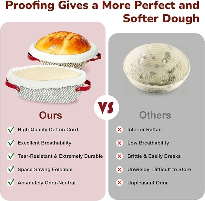 Banneton Bread Proofing Basket Set, Round & Oval Sourdough Proofing Baskets with Liners, Covers & Silicone Bread Mats, Sourdough banneton basket for Sourdough Baking Supplies