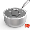 COOKER KING 3 Quart Stainless Steel Saucepan, Nonstick Sauce Pan, Ceramic Suce Pot with Tempered Glass Lid, Induction Pot Compatible with All Cooktops, Dishwasher & Oven Safe(PFAS/PFOA/PTFE Free)