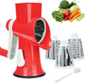 Rotary Cheese Grater with Handle-Versatile Cheese Grater Non-Slip Suction Base,Cheese Shredder & Food Slicer for Cheese,Carrots, Cucumbers,Nuts-Compact & Easy Clean Kitchen Kitchen Tool (red)