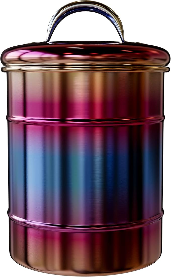 Amici Home Rainbow Metal Storage Canister | Dry Food Storage Container | Airtight Lid | 38 Ounce Capacity | Modern Home Décor | Decorative Metal Canister for Kitchen Countertop