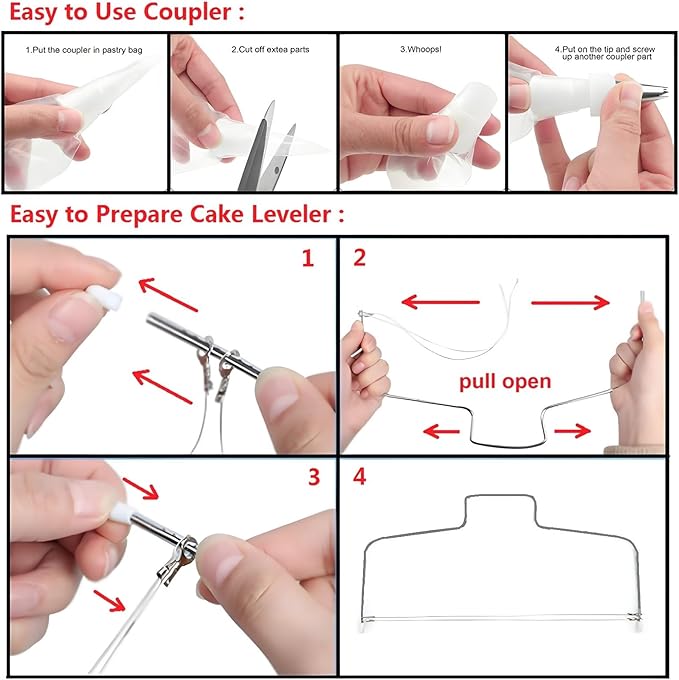248 Pcs Cake Decorating Kit with Cake Turntable,Cake Leveler,24 Numbered Icing Piping Tips,2 Spatulas,3 Comb Scrapers,2 Couplers,5 Bag Ties,100 Pastry Bags,50 Cupcake Liners,50 Cake Flags