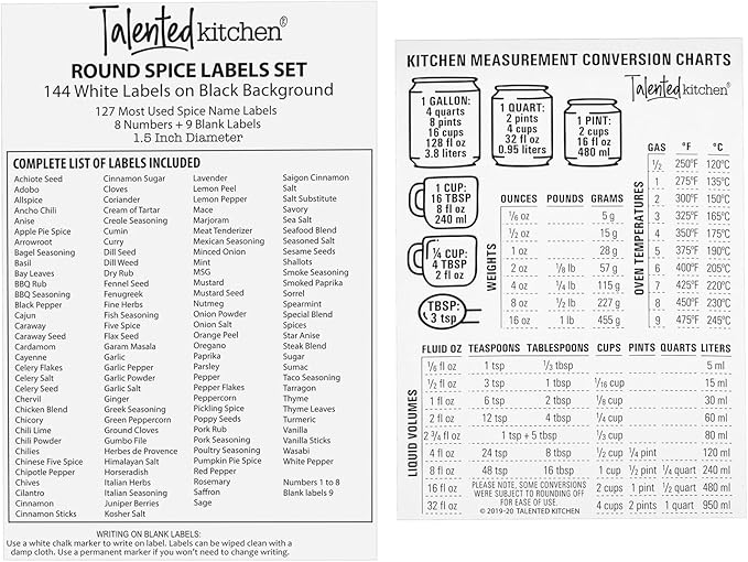 Talented Kitchen Magnetic Stainless Steel Spice Jars - 24-Pack, 3 oz, Silver - Magnetic Kitchen Spice Jars with Organizer Plates & Lids for Fridge & RV - Includes 6 Wall Plates & 269 Preprinted Labels