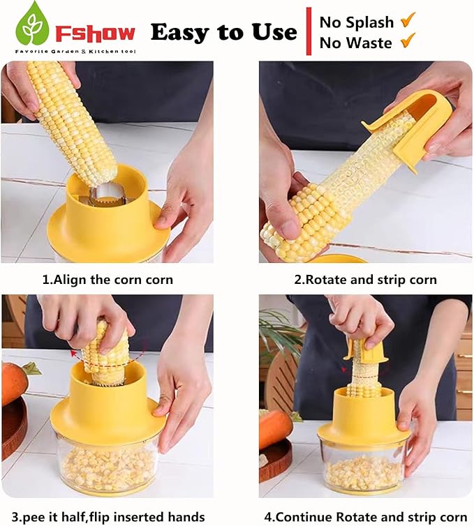 Fshow Corn Cob Stripper Tool, Corn Peeler Quickly Remove Kernels From Corn