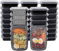 LIYH 100 Pack (200 Pcs) 32 oz Meal Prep Containers Food Storage Containers Black 1 Compartment Food Containers with Lids Lunch Boxes Plastic Bento Box Reusable Microwaveable Dishwasher Safe