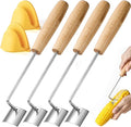 Corn Peeler for Corn on The Cob Corn Cutter Peeling Tool with Gloves (4 Stainless Steel Peelers, 2 Yellow Gloves)