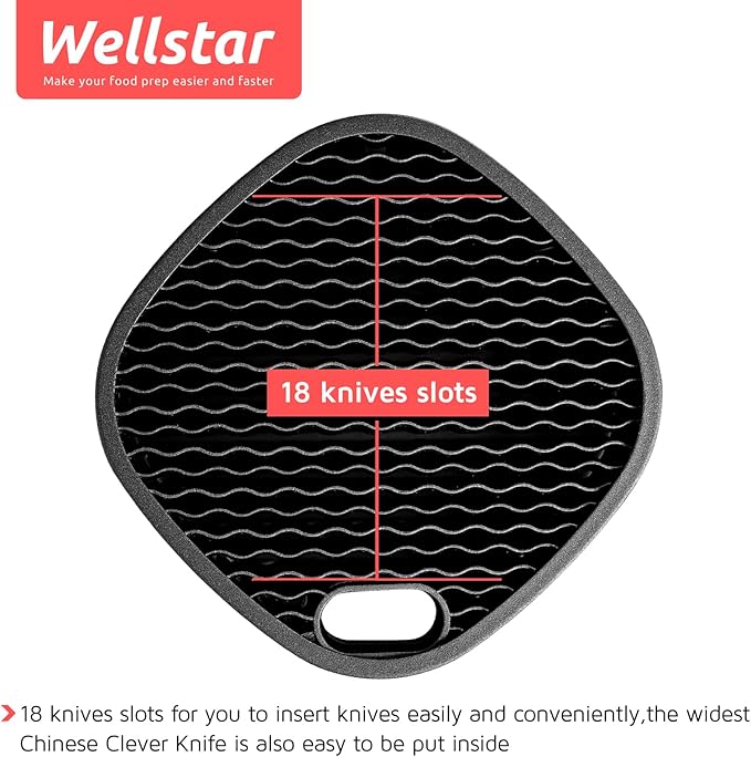 Universal Knife Block Holder for Kitchen, WELLSTAR Knife Stand without Knives, Safe Space Saver Large Volume Stable Knife Storage with Scissors Slot, Detachable for Easy Cleaning – Black