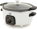GreenLife 3.5QT Slow Cooker, Non-Toxic PFAS-Free Ceramic Nonstick Removable Interior Bowl, Programmable, Keep Warm, Stovetop & Oven Safe, Dishwasher Safe Parts, Glass Lid, White