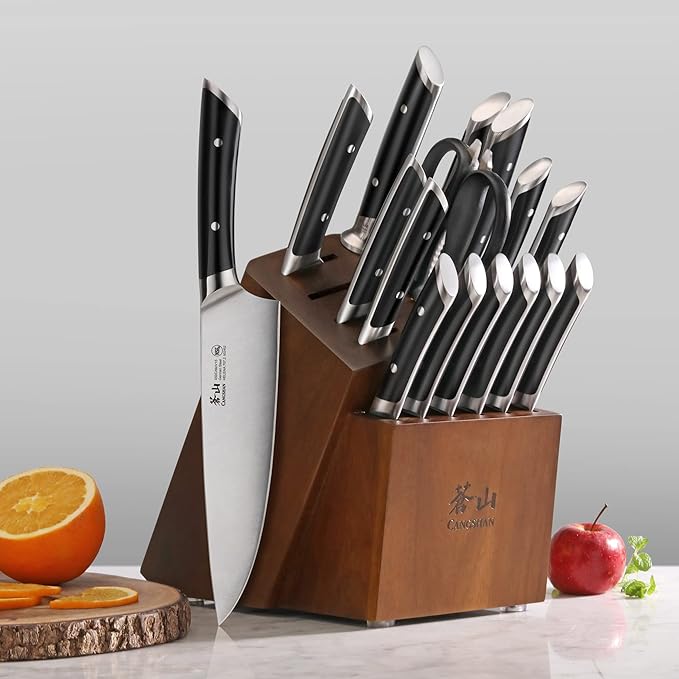 Cangshan HELENA Series German Steel Forged Knife Block Set (17-Piece, Black)