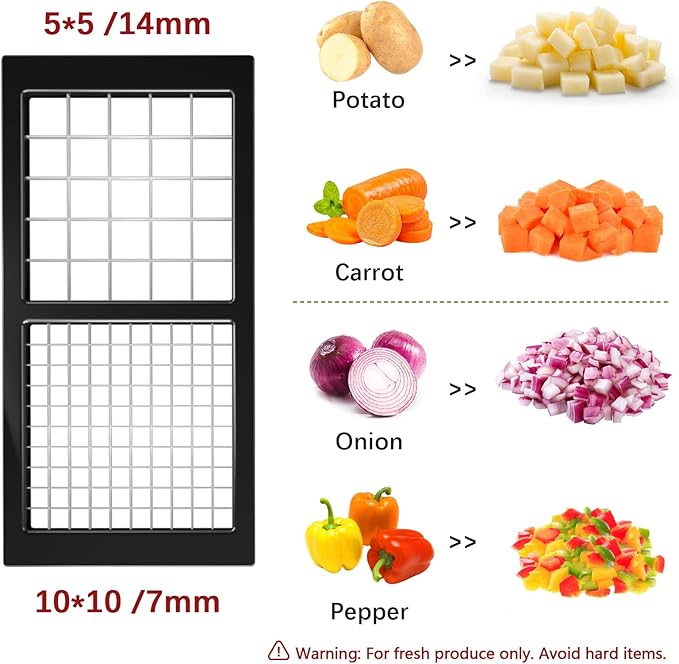 Vegetable Chopper, Onion Chopper Dicer, Mandoline Slicer, Food Chopper with Container, Vegetable Cutter for Salad Potato Carrot Garlic（2 Blades, Black）