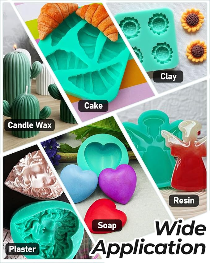 Nicpro 74oz Silicone Mold Making Kit, 20A Platinum Liquid Silicone Rubber, Jade Green Flexible, Silicone Molds Maker Mix Ratio 1:1 for Casting 3D Resins Molds DIY with Molds Housing, Mixing Cups
