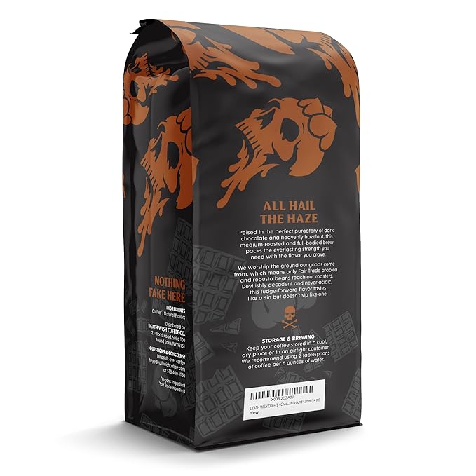 DEATH WISH COFFEE - Chocolate Hazelnut Ground Coffee, Fair Trade (14 oz) (Pack of 2)