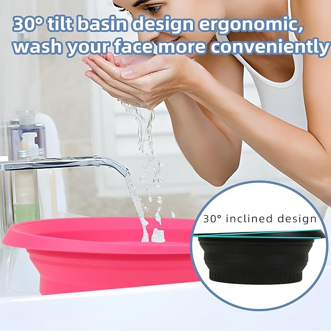 Face Bowl for Ice With Built-in Ice Tray, Collapsible Silicone Ice-Bath Face Bowl, Small Reusable Face-Ice Plunge Bowls, Perfect for Home Use, Camping, Travel (Black)