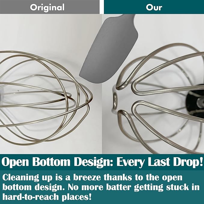 Heavy Duty Whisk Attachment for KitchenAid 4.5-5QT Tilt-Head Stand Mixers- Extra Thick Stainless Steel Wire Whip for Fast Whipping, Commercial Grade for Large Batches, Dishwasher Safe