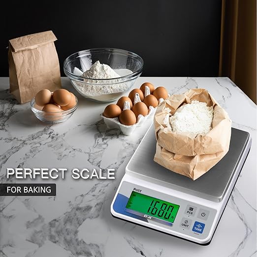 Polit Digital Kitchen Scale KT-66 30lb/13kg｜0.05oz/1g Precision Food Scale with LCD Display｜Battery or Plug-in｜Stainless Steel Top｜Grams, Ounces, Pounds｜5 Units for Baking, Farming & Shipping Scale