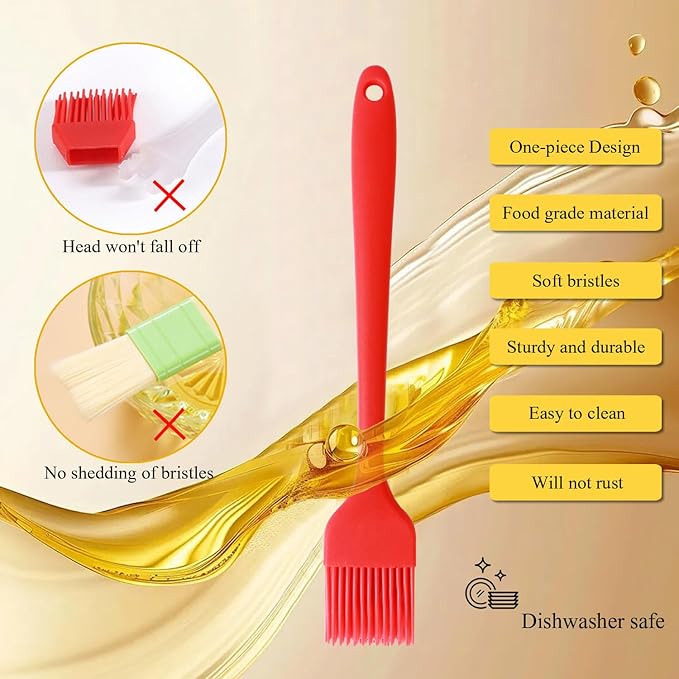 Silicone Basting Pastry Brush, Limso 3 PCS Heat Resistant Food Brush, Food Brush Suitable for BBQ Grill and Baking, Dishwasher Safe (3 Colors)