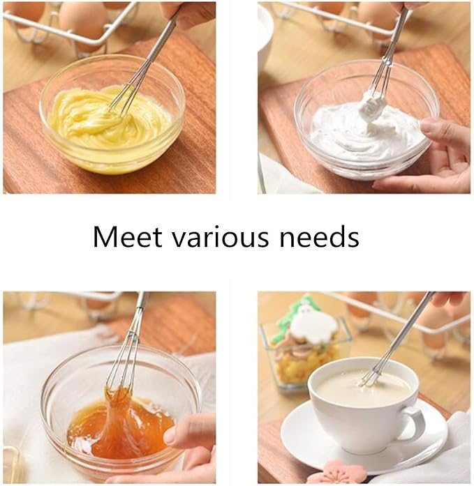 6 Pcs Small Wire Whisks 7 Inches Mini Stainless Steel Whisks for Cooking Kitchen