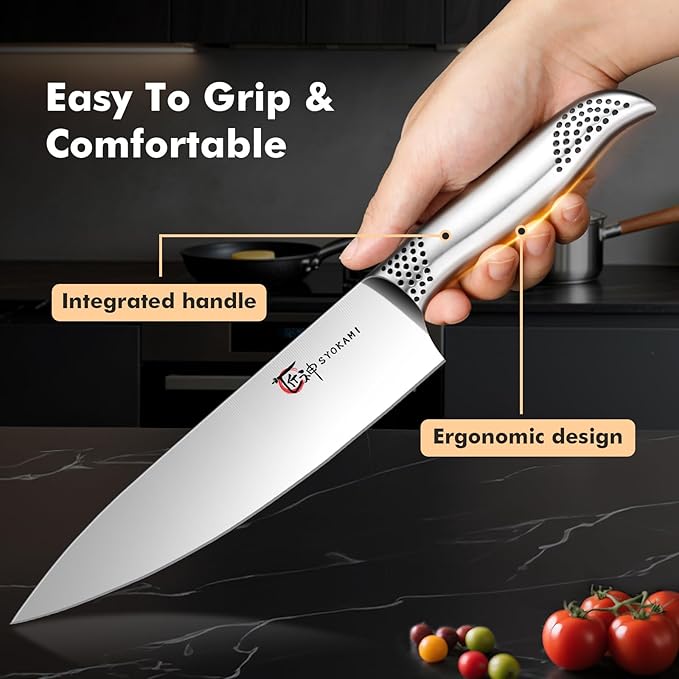 Japanese Knives Set for Kitchen, Magnetic Knife Set with Block and Sharpener, Stainless Steel Knife Set as Gift for Couple, Wedding, Women or Mom with Gift Box, 14 PCS Black Dot