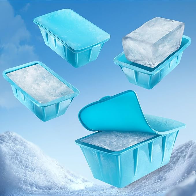 Extra Large Ice Block Mold 4-Pack (32LB),Reusable Silicone Ice Bath Accessories, Large Ice Mold for Freezer, Cold Plunge Ice Blocks,Ice Block Mold for Ice Bath, Ice Bath Ice Mold for Chiller & Therapy