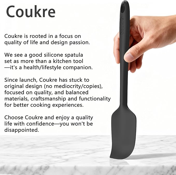 Coukre Silicone Spatula Set of 5,High Temperature Resistant, Food Grade Silicone, Dishwasher Safe, for Baking, Cooking (Pure Aqua Green)