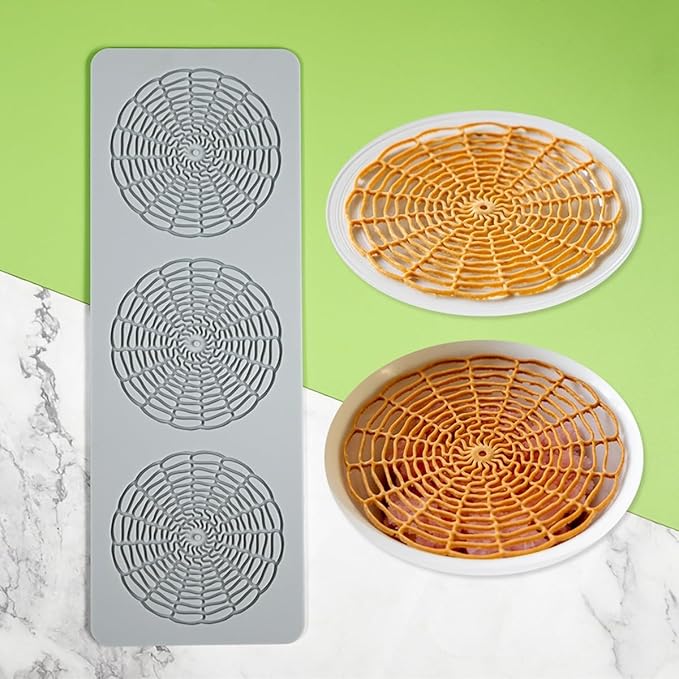 TUKE Tuile Molds Circular Grid Candy Mold Chocolate Candy 3D Hollow Leaf Silicone Mold, Sugar Craft Cake Decoration, Cupcake Top, Polymer Clay (Circular Grid_9.6x3.4x0.12 inch)