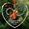 Personalized Cello Xmas Glass Ornament with Text Name & Year, Customized Cello Music Instrument Christmas Ornaments, Cellist Ornament Christmas 2025, Gift for Men Women Musician Teacher