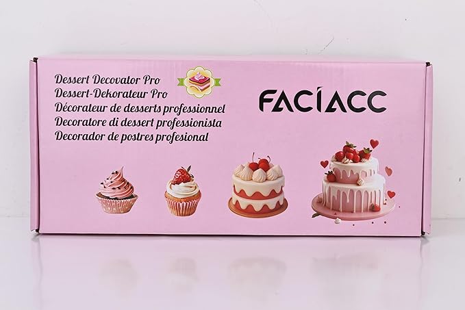 FACIACC Dessert Decorating Syringe Set, Stainless Frosting Piping Kit with 7 Piping Tips & 7 Silicone Cupcakes, Dessert Making Tools for Baking Cupcakes, Cookies & Pastries