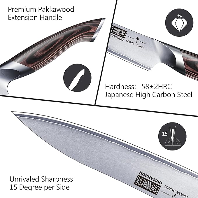 HOSHANHO 6 Inch Kitchen Knife, Ultra Sharp Japanese High Carbon Stainless Steel Chef Knife, Multipurpose Kitchen Utility Knife with Ergonomic Pakkawood Handle