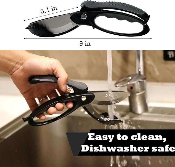 Salad Scissors with Double Blades, Lettuce Chopper for Chopped Salad, Black