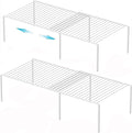 iPEGTOP Set of 2 Expandable Kitchen Cupboard Organiser, 4-Piece Adjustable Freezer Cabinet Storage Wire Shelf Rack Rustproof Metal Shelves Space Saver for Countertop Pantry Drawer Utensils (White)