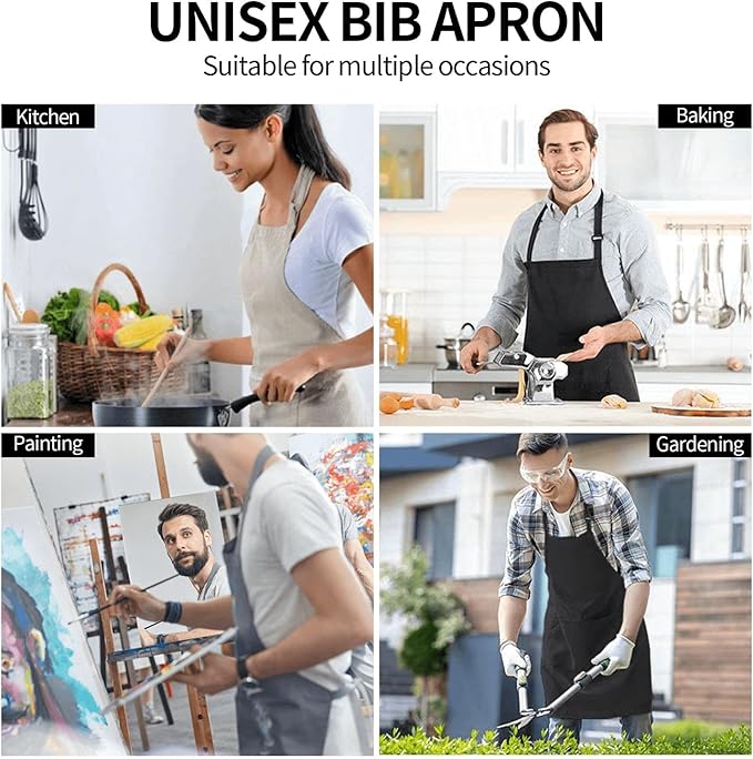 Men Women Apron, Adjustable Neck with 2 Pockets - Chef Apron for Cooking - Mom Dad Gift for Christmas, Birthday