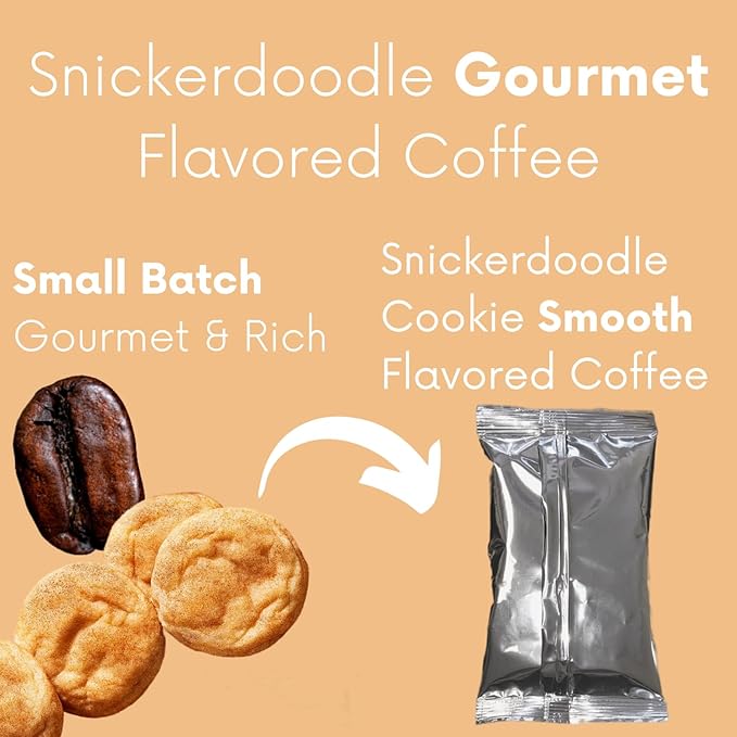 Sarasota Coffee Ground Packets | Gourmet Flavored Medium Roast Bulk Packs | Snickerdoodle | Low Acid Mold Free Individual Single Pot Pouches for 12 Cup Coffee Maker | 2 Ounce Bags, 36 Count