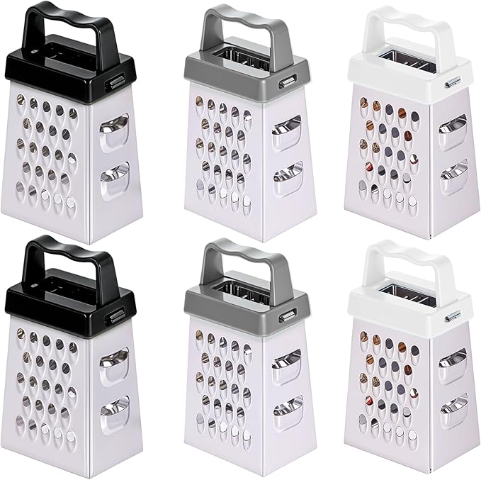 6 Pcs Mini Cheese Grater Professional Box Grater Stainless Steel Fine Coarse Handheld Slicer with 4 Sides Small Box Food Shredder Safe Zester