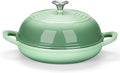 E-far Dutch Oven for Sourdough Bread Baking, 6 Qt Round Enameled Cast Iron Dutch Oven for Homemade Artisan Bread, Dome Lid & Shallow Base, Matte Black Interior & Durable, Oven-Safe to 500℉, Green