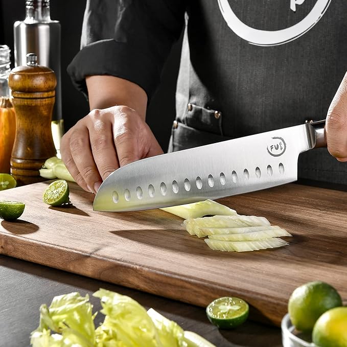 Santoku Knife Kitchen Knife Ultra Sharp Santoku Knife 7 Inch - High Carbon Stainless Steel - Ergonomic Resin Handle, Best Choice for Home Kitchen Chef Knife, Blue