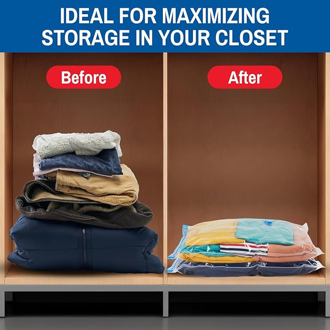 Spacesaver 4 Pack Jumbo Vacuum Storage Bags for Blankets & Clothes – Jumbo Vacuum Sealed Compression Bags with Hand Pump – Space Saver Storage Bags for Bedding, Moving, Travel & Organization