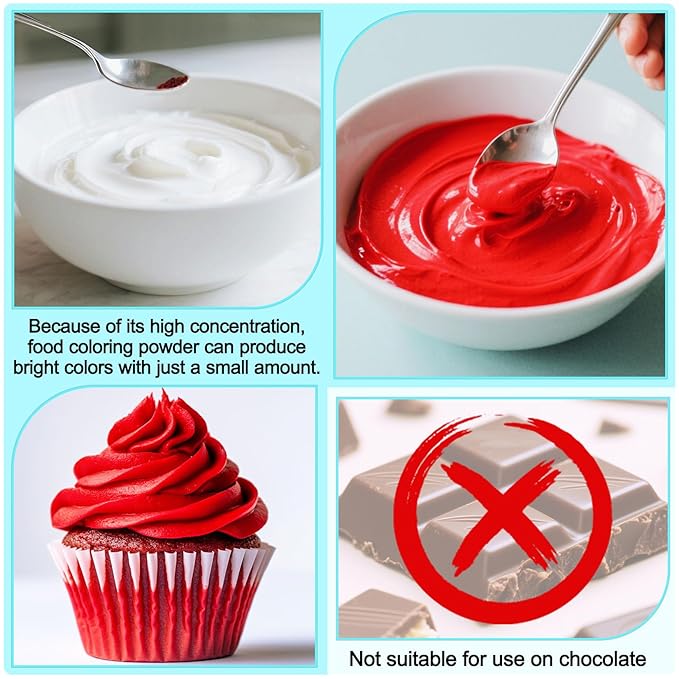 Food Coloring Powder - 15 Bright Colors Flavorless Food Dye, High Concentrated Upgraded Food Coloring for Icing, Baking, Cake Decorating, Cooking, Frosting - 5g/bottle