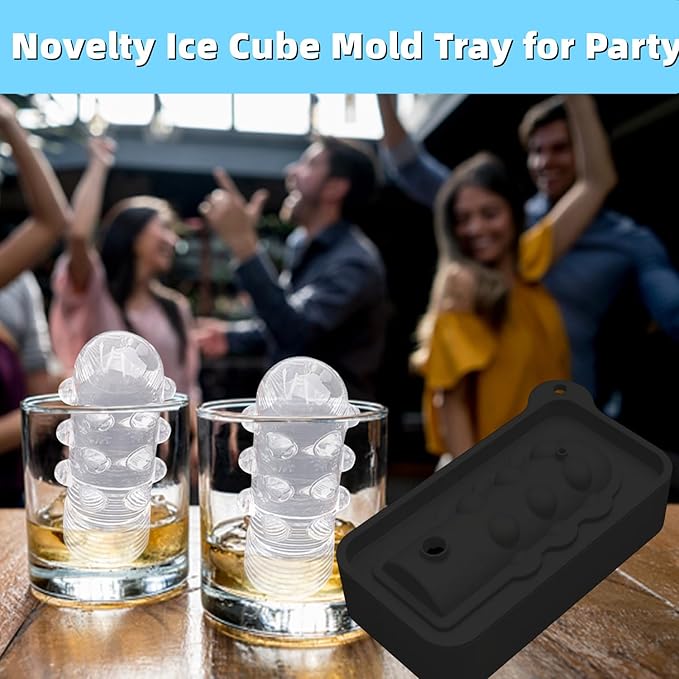 Party Whiskey Ice Mold with Funnel - Reusable Large Fun Design Ice Cube Mold for Drinks