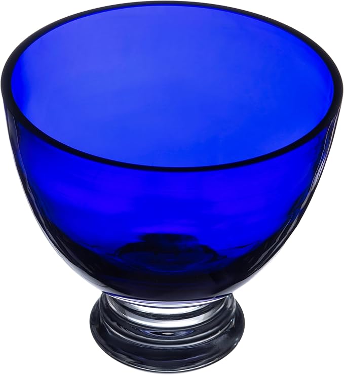 Barski Beautiful Handmade Glass Round Footed Bowl, Cobalt, 9.5" D (9.5 Inches Diameter), Made in Europe