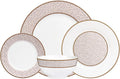 Godinger Dinnerware Set, Dinner Plate, Salad/Dessert Plate, Pasta Bowl and Soup Bowl, 16 Piece Set, Bone China