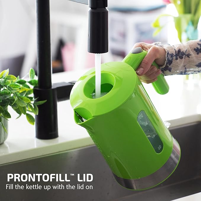 OVENTE 1.8L Electric Kettle, 1500W Fast Boiling Heater for Coffee or Tea, BPA Free, Easy to Fill Lid, Water Level Window, Auto Shut-Off, Boil-Dry Protection and Removable Filter, Green KP413G