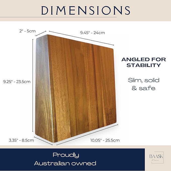 Magnetic Knife Holder, Acacia Wood Double-Sided Magnetic Knife Block - Knife Stand - Strong Magnets - Universal Size - Minimalist Modern Style by BAASK
